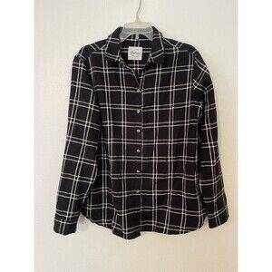 JACHS Girlfriend Flannel Shirt Womens Size Medium Western Black White Plaid